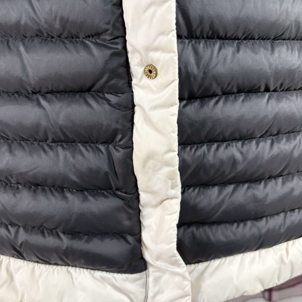 Kate Spade New York Quilted Puffer Jacket Ivory Black Trim Pearl Buttons XSMALL - Picture 5 of 14